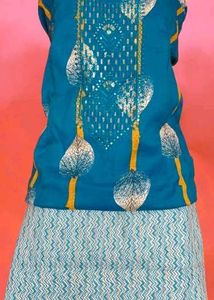 Blue Printed Kurta set material