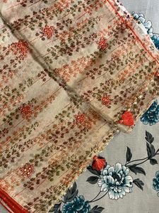 organza fabric zari saree with stitched blo