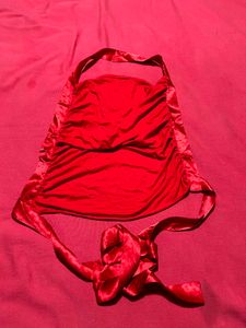 QUIZ Red Halter Wrap Top