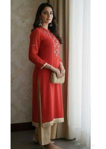 Elegant Red Embroidered Kurta