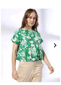 Green Floral Print Top