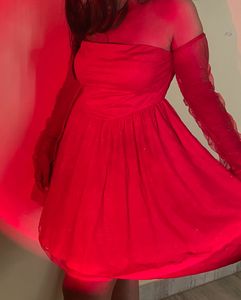 Sparkly Red Mini Dress with Sleeves