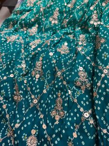 Ethnic Gown Bandhani Georgette, Gold Embroidery