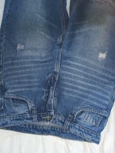 Dark Blue ripped wide leg jeans