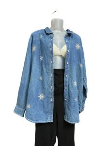 Y2k Vintage Denim Embroidered Snowfall