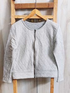 Gray Quilted Zip-Up Jacket size-36