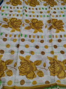 Elegant yellow unstichted suit with printed cotton