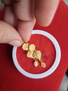 Floral Heart Drop Earrings 22crt Gold