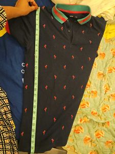 Splash Flamingo Print Polo T-Shirt- M size