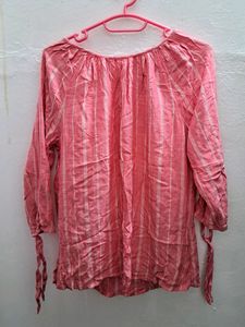Striped Top With Sleeve Tie Ups