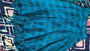 Teal Embroidered Blouse And Skirt Stich able