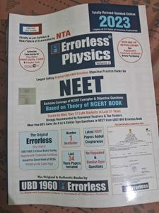 Errorless Physics both volume 1&amp;2 NEET 2023 barely