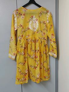 Yellow Floral Embroidered Dress