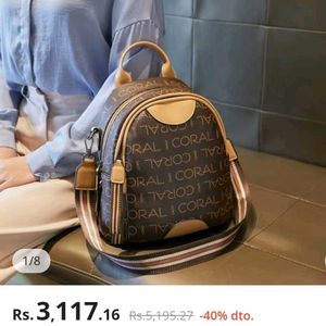 Coral Daisy Leather  Backpack /Sling Bag