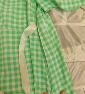 Green Gingham Puff Sleeve Dress