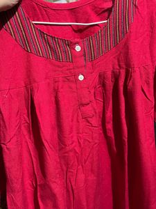 Red Cotton Nighty night gown