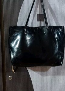 Guess Black Patent Leather Tote Bag