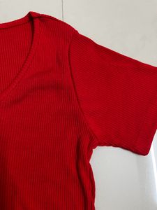 V-neck Red Top