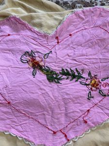 Pink Embroidered Heart Decor