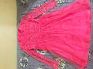 Short Frock With Long Plain Net Dupata