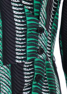 Printed Wrap Dress In Dark Green