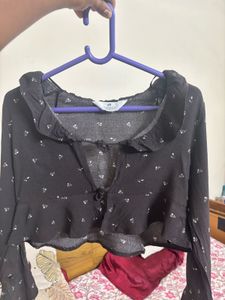 Floral Ruffle Crop Top/Jacket