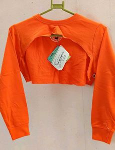 Orange Cropped Long Sleeve Top