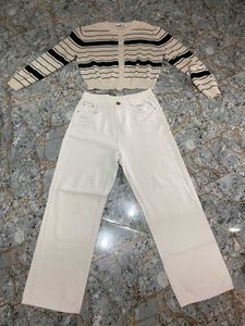 Jeans And Cardigan Set