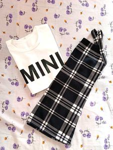 Mini Tee & Plaid Dress Set