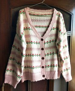 URBANIC Floral Knit Cardigan