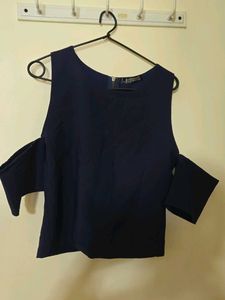 Navy Blue Cold Shoulder Top