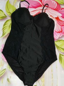 (1300)Vintage Black Lace Bodysuit