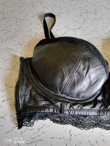 Leather Black Lace Bra