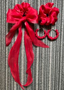 Scrunchie Ribbon And Earrings Set
