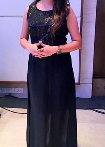Branded Round Neck Polyester Women's Maxi Dress