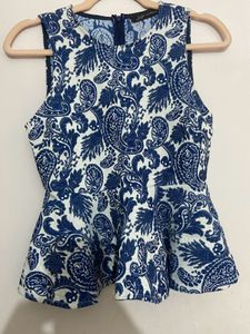 ZARA Jacquard Paisely Peplum Top