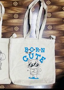 "Born to be Cute" Canvas Tote Bag