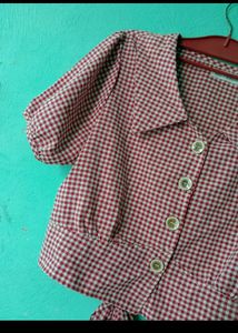 Gingham Tie-Front Blouse