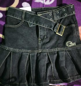 Black Denim Mini Skirt