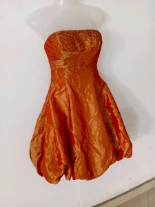 Orange Strapless Party Dress