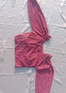 Pink Glittry Crop Top