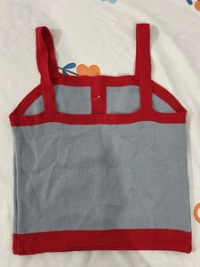 Red &amp; Grey Button Tank Top