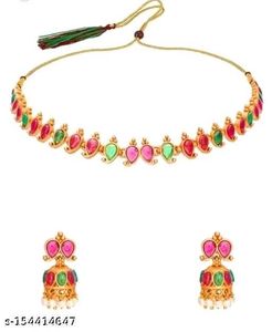 Elegant Necklace &amp; Earring Set with lipstick