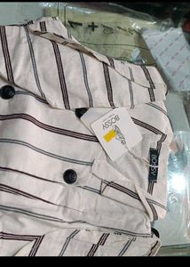 New Korean White Collar Dress With Black Strip