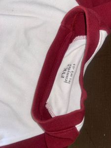 Maroon &amp; White Crop Top