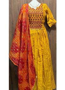 Long Gown With Bandhej Dupatta