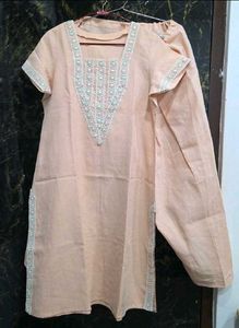 Peach Lace Kurta Set