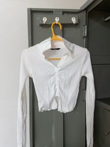 White Ribbed Crop Top