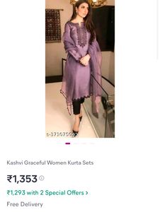 Lavender Full sleeve kurti with dupatta