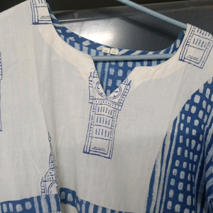 pure  cotton white n  blue kurti